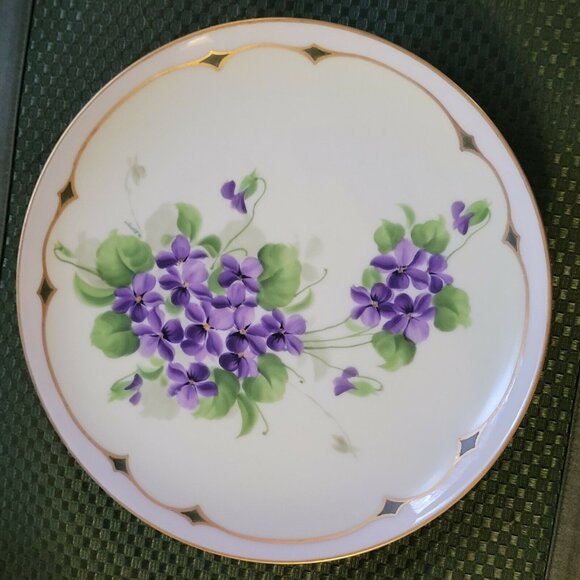 HAVILAND Limoges Hand Painted 9" Plate VIOLETS Floral Gold - Picture 1 of 5